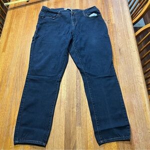 No Boundaries Women 17 Dark Wash Denim Straight Leg Mid Raise Stretch Jean *25-2